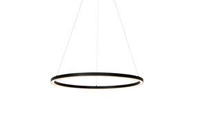 DALI Hanglamp Ringlamp XL - 200CM - Mat Zwart - 1-Lichts Down - 2700K 927 | 24V - DALI2 Dimbaar 2000x60x40MM - Pendel 2000MM