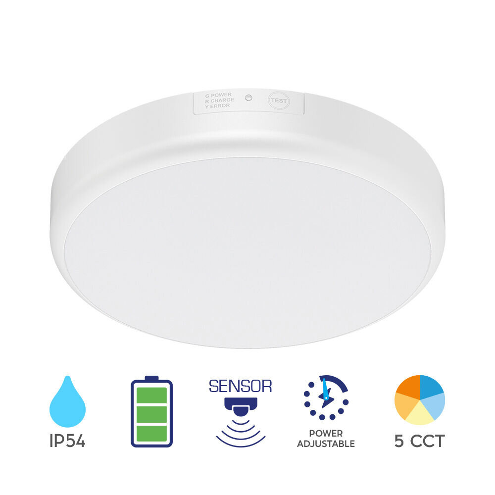 Braytron LED Nood Plafond / wandlamp IP54 - SENSOR 280MM  - 10-15-20W 1000-2000Lm - CCT 830-840-860 | Multi Lumen & Color Switch - Bewegingsensor & Noodfunctie - 2 jaar garantie