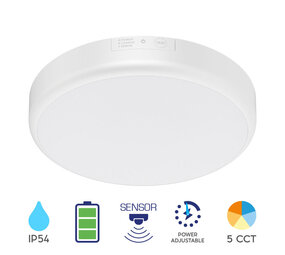 Braytron LED Nood Plafond / wandlamp IP54 - SENSOR 280MM  - 10-15-20W 1000-2000Lm - CCT 830-840-860 | Multi Lumen & Color Switch - 2 jaar garantie
