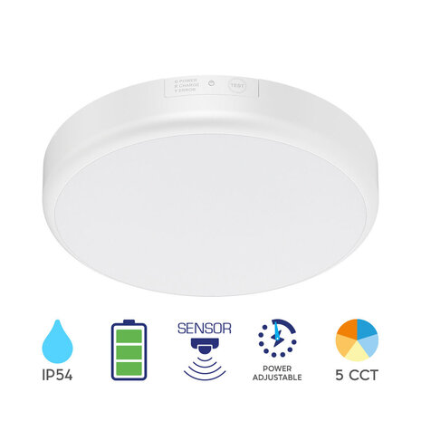 Braytron LED Nood Plafond / wandlamp IP54 - SENSOR 280MM  - 10-15-20W 1000-2000Lm - CCT 830-840-860 | Multi Lumen & Color Switch - Bewegingsensor & Noodfunctie - 2 jaar garantie
