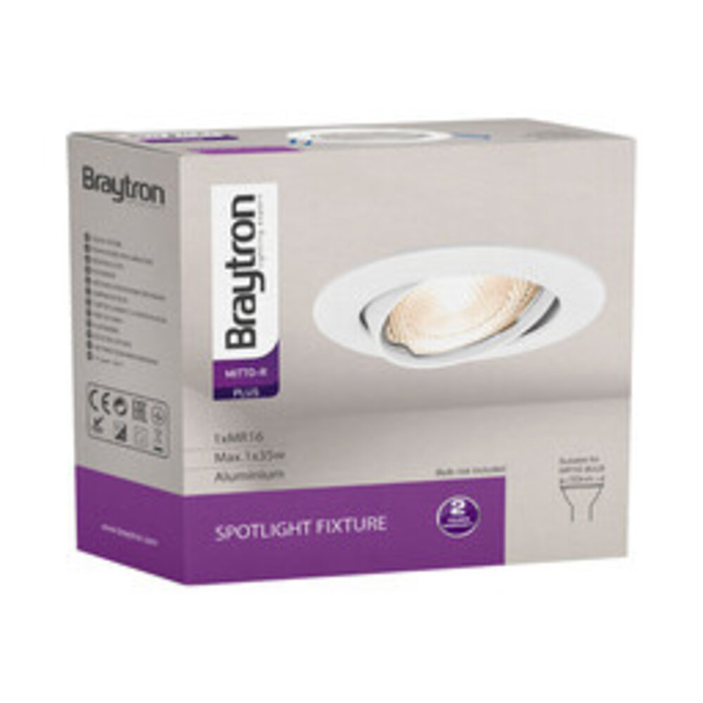Braytron LED Inbouwspot wit - Zaagmaat 75mm - Buitenmaat 84mm - excl. lichtbron