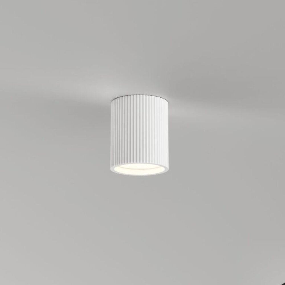 LED Plafondspot Gips - Japandi Geribbeld - Wit 110MM Rond -  1-Lichts GU10 Fitting | IP20 - 11x13cm - Overschilderbaar LED Plafondspot Gips - Japandi Geribbeld - Wit 110MM Rond -  1-Lichts GU10 Fitting | IP20 - 11x13cm - Overschilderbaar