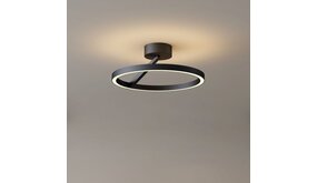 Artdelight Dimbare LED  Plafond Ringlamp - 330MM Zwart -  25W 2640Lm - 2700K 927 Warm Wit | 2-Lichts - Oregon Up Down - TRIAC DIM