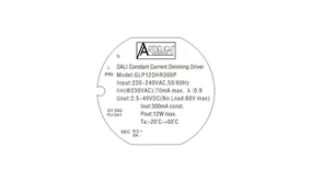 Dimbare LED DALI Driver  12W - 70Ma - 2.5-40V DC | 60v - type GLP12DHR300P Dimbare LED DALI Driver  12W - 70Ma - 2.5-40V DC | 60v - type GLP12DHR300P