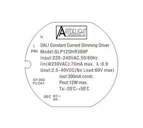 Artdelight Dimbare LED DALI Driver  12W - 70Ma - 2.5-40V DC | 60v - type GLP12DHR300P