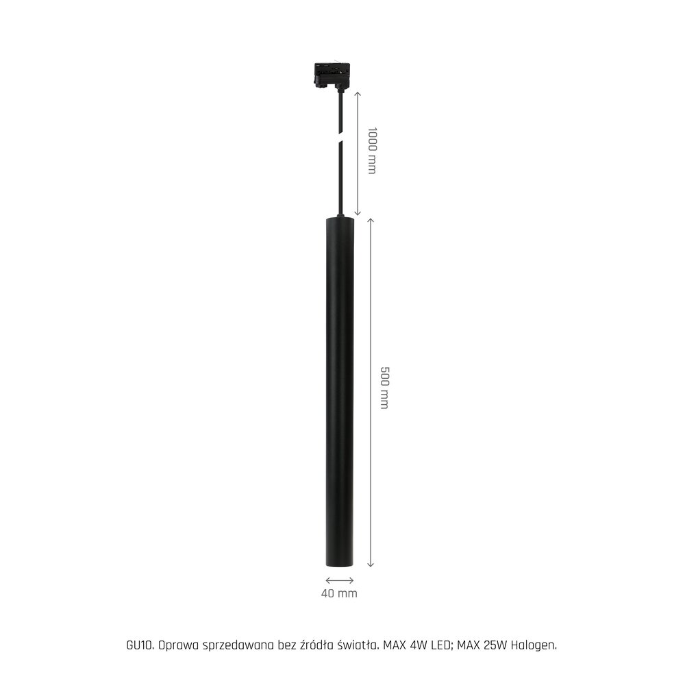 Spectrum LED Railspot 3F - Pendel hanglamp - Zwart - Chloe Slim - GU11/MR11 Fitting -  40X500MM Spectrum LED Railspot 3F - Pendel hanglamp - Zwart - Chloe Slim - GU11/MR11 Fitting -  40X500MM