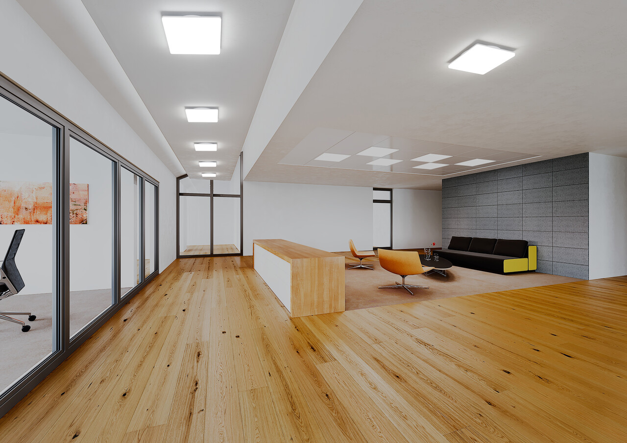Ledvance Zakelijk: Professionele LED Verlichting & Armaturen | voor de installateur LED Plafond Wandlamp IP54 - Vierkant Wit – 19-27W  2660-3780Lm – CCT 830 - 840 | IK08 - 500x500MM - Multi lumen & Color Switch