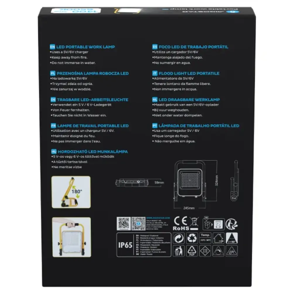 Aigostar LED Werklamp oplaadbaar IP65 - 50W 1400 Lumen - 6500K daglicht wit - Tot 12 uur gebruik Aigostar LED Werklamp oplaadbaar IP65 - 50W 1400 Lumen - 6500K daglicht wit - Tot 12 uur gebruik