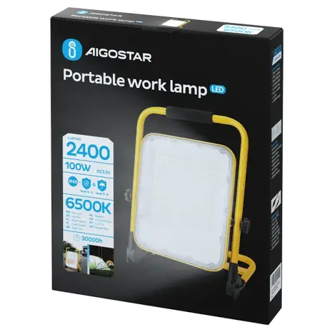 Aigostar LED Werklamp oplaadbaar IP65 - 100W 2400 Lumen - 6500K daglicht wit - Tot 12 uur gebruik Aigostar LED Werklamp oplaadbaar IP65 - 100W 2400 Lumen - 6500K daglicht wit - Tot 12 uur gebruik