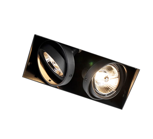 LCB LED Europe Trimless Inbouwspot AR70 - 217x105MM - Mat zwart 2-Lichts Dubbel | GU10 Fitting - Kantelbaar 30° LCB LED Europe Trimless Inbouwspot AR70 - 217x105MM - Mat zwart 2-Lichts Dubbel | GU10 Fitting - Kantelbaar 30°
