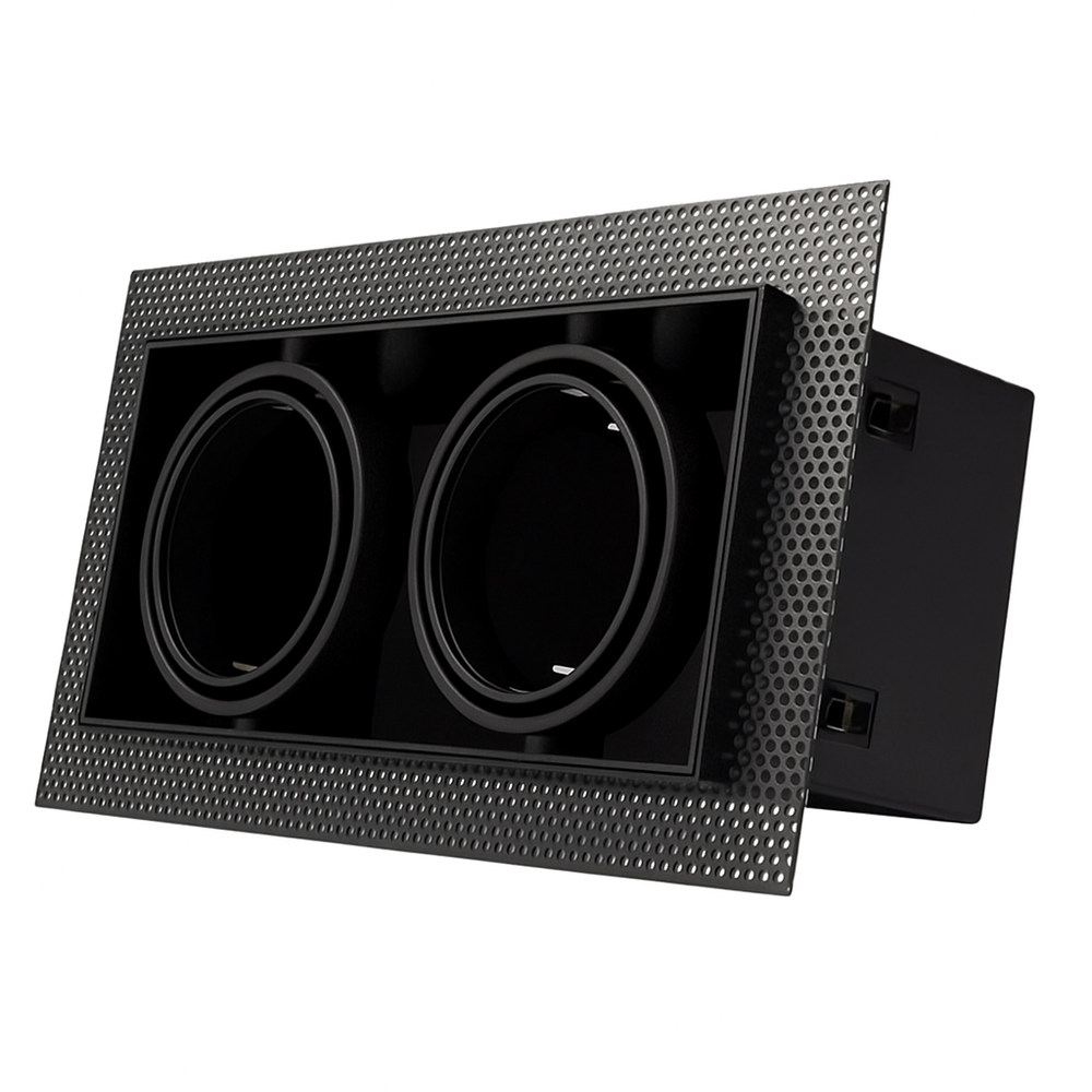 Trimless Inbouwspot AR70 - 217x105MM - Mat zwart 2-Lichts Dubbel | GU10 Fitting - Kantelbaar 30° Trimless Inbouwspot AR70 - 217x105MM - Mat zwart 2-Lichts Dubbel | GU10 Fitting - Kantelbaar 30°