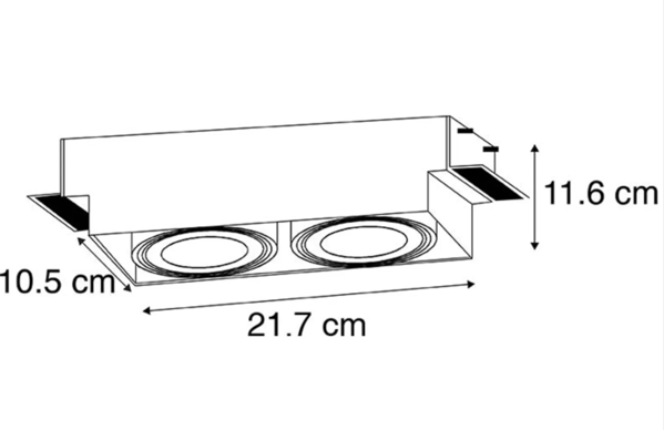 LCB LED Europe Trimless Inbouwspot AR70 - 217x105MM - Mat zwart 2-Lichts Dubbel | GU10 Fitting - Kantelbaar 30° LCB LED Europe Trimless Inbouwspot AR70 - 217x105MM - Mat zwart 2-Lichts Dubbel | GU10 Fitting - Kantelbaar 30°