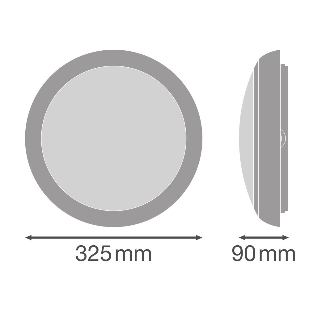 LED Bulkhead Plafond / Wandlamp IP65 - Combo 325MM -  9-16W  1125-1920Lm - 3000K - 6000K | Multi Lumen & Color Switch - IK10 | 5 Jaar Garantie