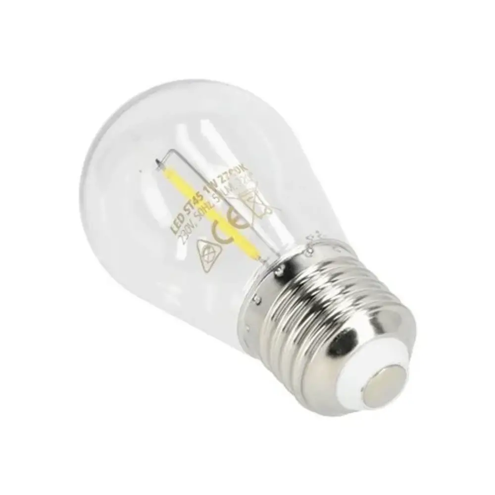 Kobi LED Lamp ST45 Filament PVC - Kogellamp langwerpig - E27 fitting - 1W 50Lm | 2700K warm wit licht