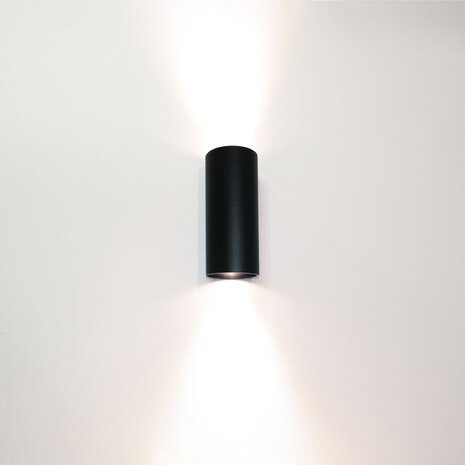 Artdelight LED Wandlamp Rond IP20 -  Zwart Roulo 154MM - Up and Down - 2-Lichts | 2x GU10 fitting  - 230v