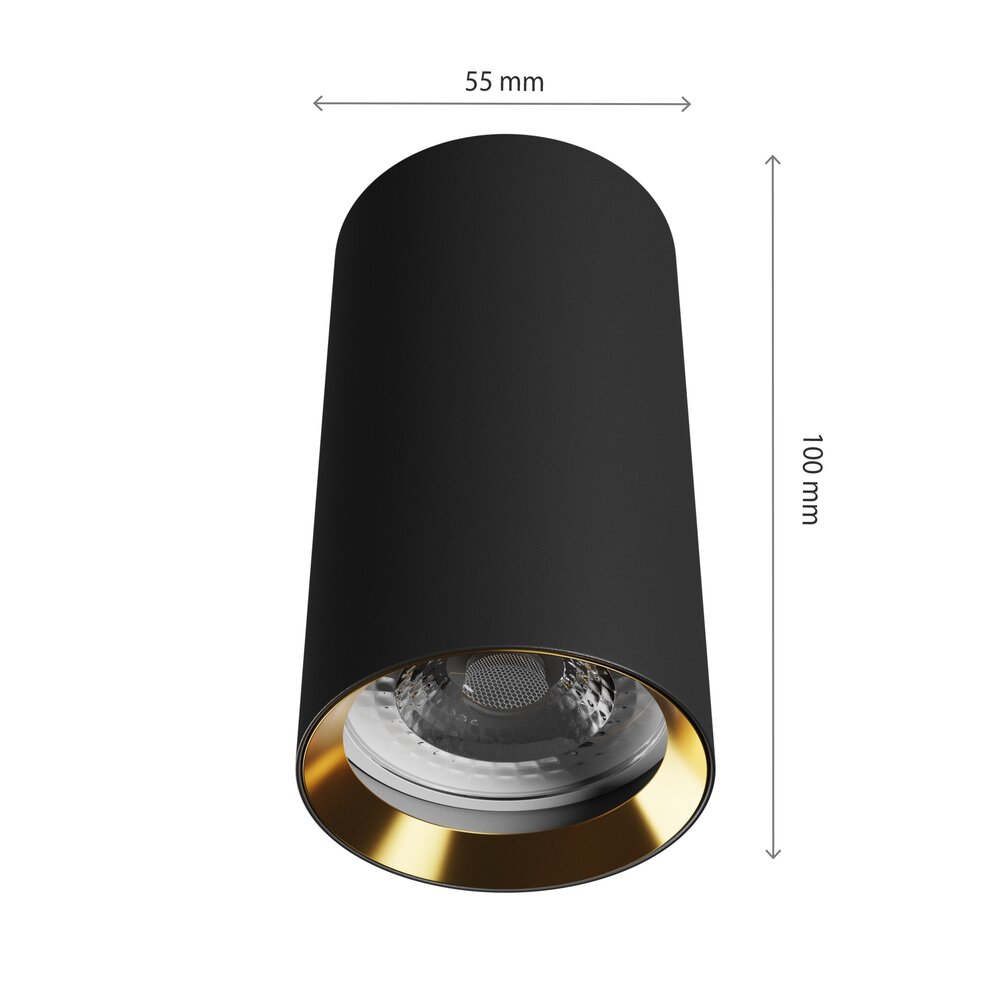 Spectrum voor de installateur LED Plafondspot - CHLOE- 1x GU10 - IP20 - 250V - Ø55x100mm - Zwart - Opbouw