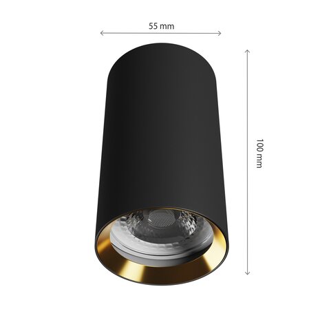 Spectrum LED Plafondspot - CHLOE- 1x GU10 - IP20 - 250V - Ø55x100mm - Zwart - Opbouw