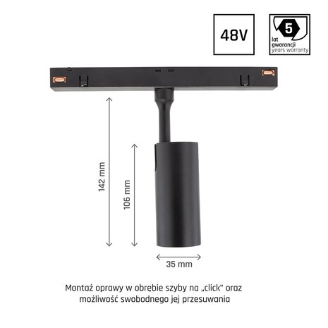 Spectrum Dimbare  LED Railspot 48V - Mini - 6W 500Lm | Tunable White 2700-6500K | Zigbee 3.0 - Shift Magnetisch