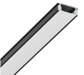 Braytron U-profiel compleet set Zwart - LED Strip Aluminium profiel  |  2000x17x7mm incl. montage materiaal en afdekkap