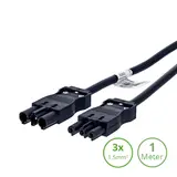 LCB LED Europe  GST18i3 koppelkabel Verlengsnoer  3-polig - 3x1,5 MM² | 1 Meter - zwart - Male naar Female - Wieland Compatible