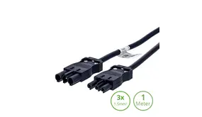LCB LED Europe  GST18i3 koppelkabel Verlengsnoer  3-polig - 3x1,5 MM² | 1 Meter - zwart - Male naar Female - Wieland Compatible