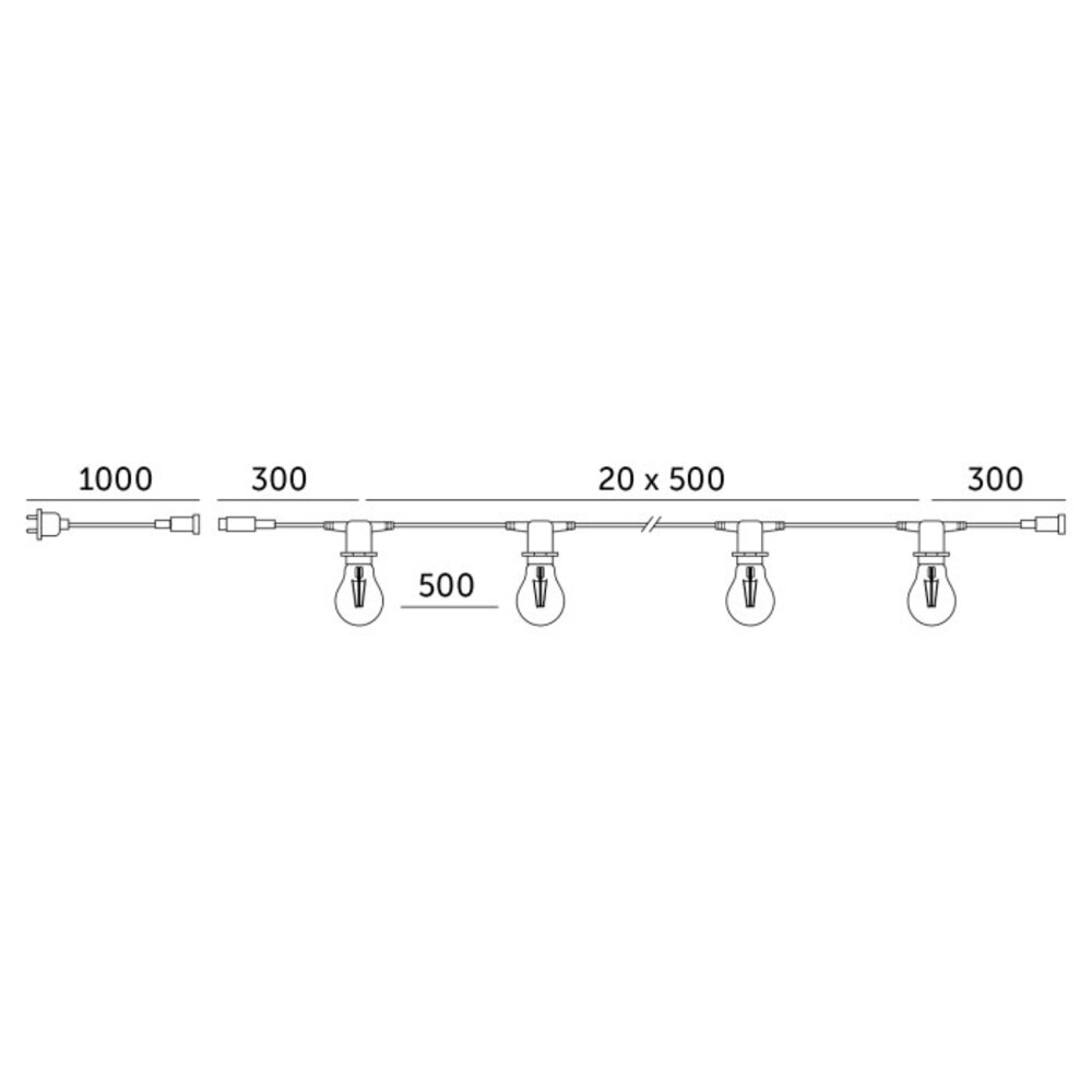 Kobi Prikkabel lichtslinger MIMOSA - 20m - 20x LED LampE27 - Excl. lichtbron Kobi Prikkabel lichtslinger MIMOSA - 20m - 20x LED LampE27 - Excl. lichtbron