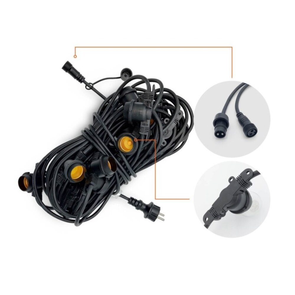 Kobi Prikkabel lichtslinger MIMOSA - 20m - 20x LED LampE27 - Excl. lichtbron Kobi Prikkabel lichtslinger MIMOSA - 20m - 20x LED LampE27 - Excl. lichtbron