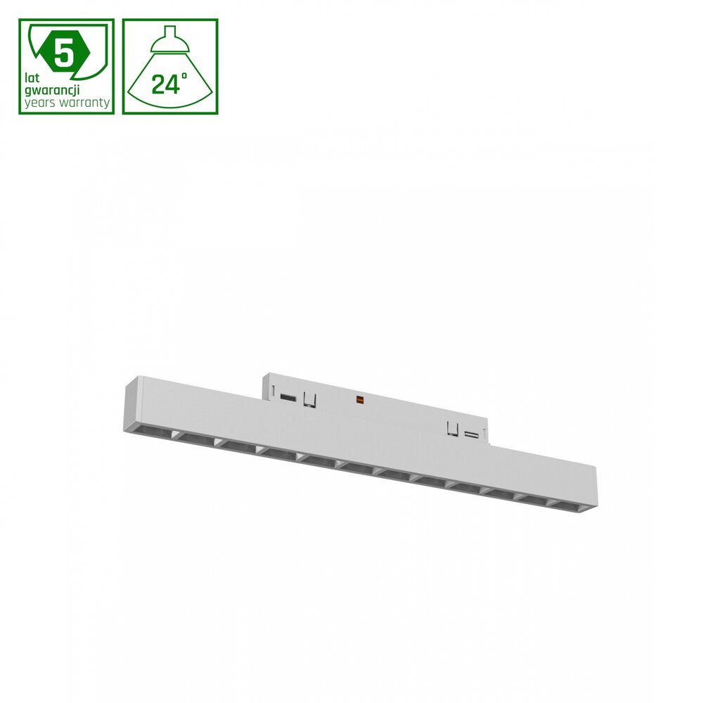 Spectrum voor de installateur LED Railsysteem NANO SHIFT - Grid S Linear - Wit - 10W - 3000K Warm Wit - 1180lm - IP20 - 196x12x30mm | 48V Magnetische Railspot