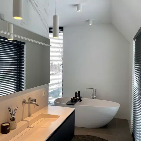 Lucide LED Hanglamp GIPSY 250MM - Japandi stijl Gips Wit - Ø 70MM  | GU10 Fitting - Pendel 1300MM - 250  x 70 MM