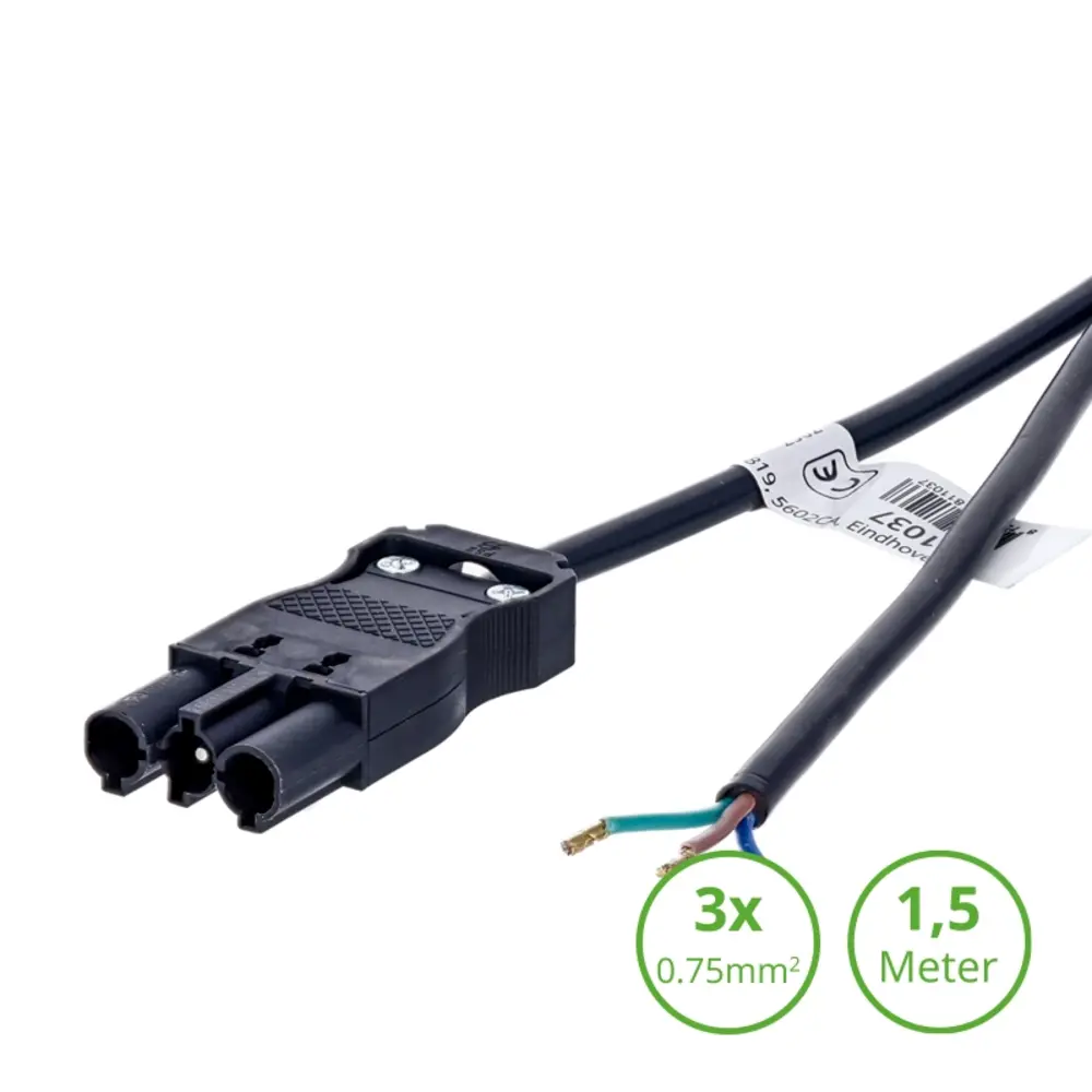 LCB GST18-3 Male aansluitsnoer 150cm - 3 aderig - koppelbaar Wieland GST18/3 systeem