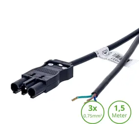 GST18i3 Male aansluitsnoer 150cm - 3 aderig - koppelbaar Wieland GST18/3 systeem
