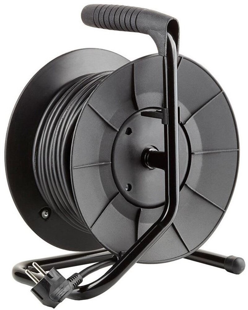 Technik Kabelhaspel 25m - 4-voudig met randaarde -  3x1.5mm2 - zwart Technik Kabelhaspel 25m - 4-voudig met randaarde -  3x1.5mm2 - zwart