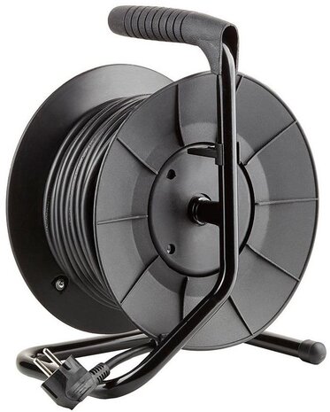 Technik Kabelhaspel 25m - 4-voudig met randaarde -  3x1.5mm2 - zwart Technik Kabelhaspel 25m - 4-voudig met randaarde -  3x1.5mm2 - zwart