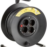 Technik Kabelhaspel 25m - 4-voudig met randaarde -  3x1.5mm2 - zwart