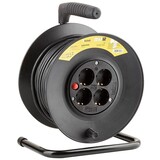 Technik Kabelhaspel 25m - 4-voudig met randaarde -  3x1.5mm2 - zwart Technik Kabelhaspel 25m - 4-voudig met randaarde -  3x1.5mm2 - zwart