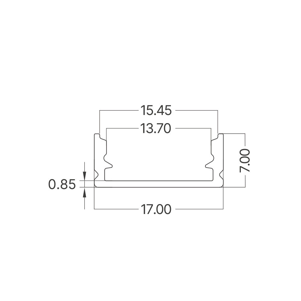 Braytron LED Strip Aluminium Profiel – Opbouwprofiel 2000×17×7mm Zilver