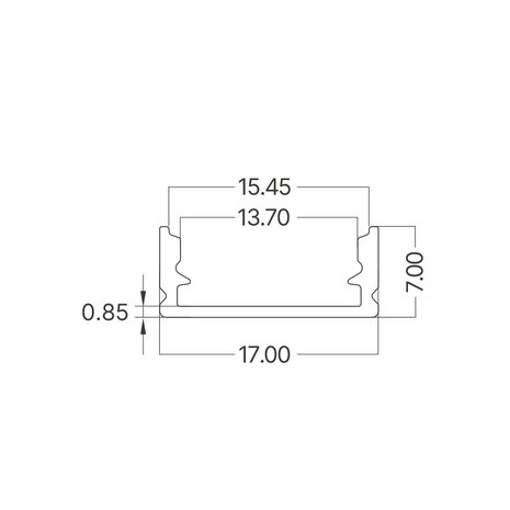 Braytron LED Strip Aluminium Profiel – Opbouwprofiel 2000×17×7mm Zilver