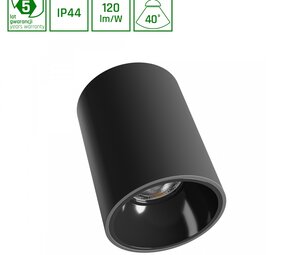 Spectrum voor de installateur LED Plafondspot Orbito 10W - 4000K 840 -  230V - 40° - IP44 UGR<19 - RA90 Ø75×100mm Zwart Rond – 5 Jaar Garantie