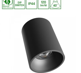 Spectrum voor de installateur ORBITO Surface 14–27W NW 230V 40° IP44 UGR<19 RA90 Ø115×152mm Zwart Rond – 5 Jaar Garantie