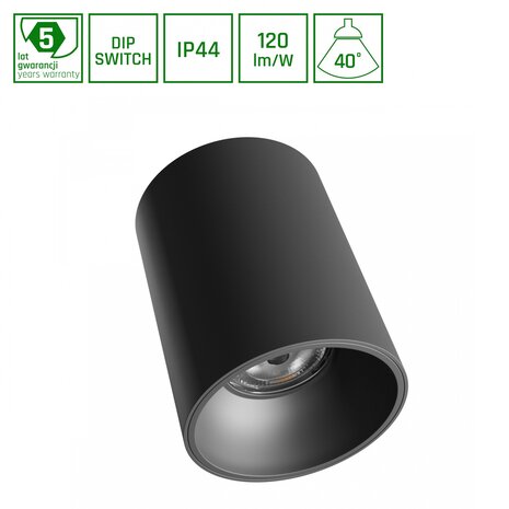 Spectrum voor de installateur ORBITO Surface 14–27W NW 230V 40° IP44 UGR<19 RA90 Ø115×152mm Zwart Rond – 5 Jaar Garantie