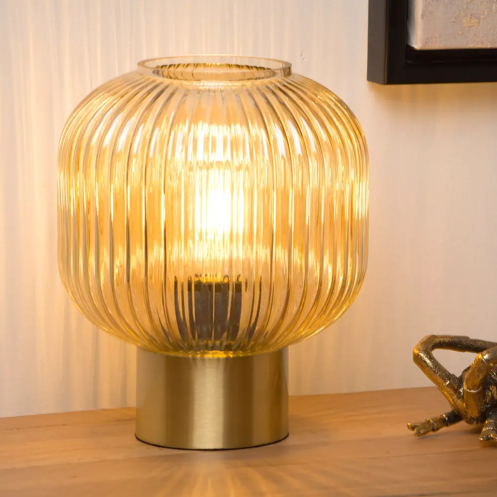 Lucide MALOTO - Tafellamp - Ø 20 cm - 1xE27 - Amber Lucide MALOTO - Tafellamp - Ø 20 cm - 1xE27 - Amber