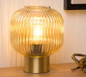 Lucide MALOTO - Tafellamp - Ø 20 cm - 1xE27 - Amber