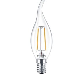 Philips LED Verlichting | Officieel distributeur LED Kaarslamp E14 2,3W Filament Helder Glas – CorePro