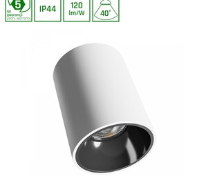 Spectrum voor de installateur ORBITO Surface 10W NW 230V 40° IP44 UGR<19 RA90 Ø75×100mm Wit Rond – 5 Jaar Garantie