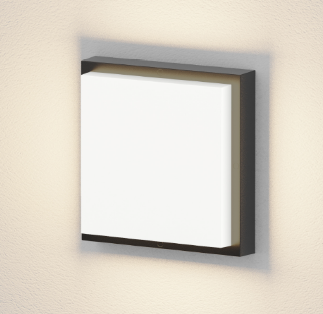 Artdelight LED Wandlamp Huisnummer verlichting IP65 - Vierkant Zwart 250mm – 6-12W 660-1320Lm - 3000/4000K | Multi Lumen en Color Switch – Daglichtsensor