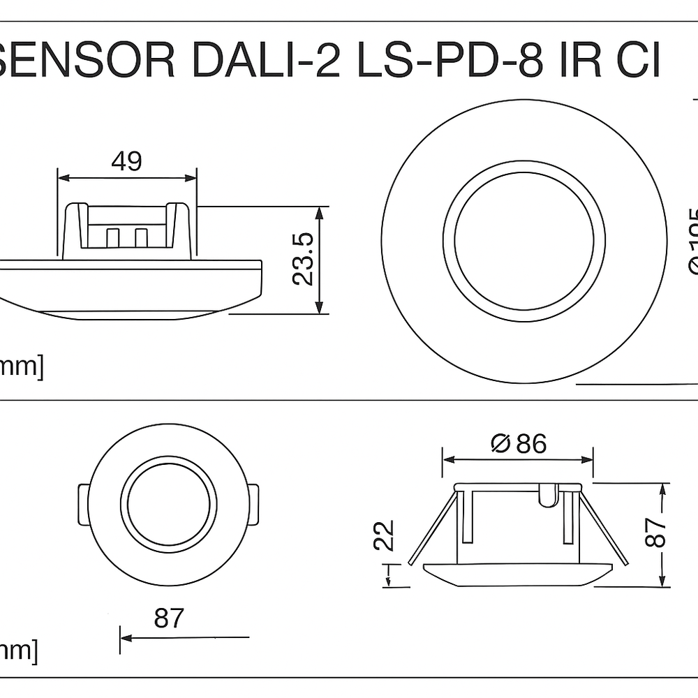 DALI-2  Sensor Inbouw - Infrarood Bewegingsmelder & Daglichtsensor | 8 Meter - Detectie bereik