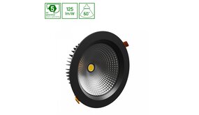 Spectrum voor de installateur LED Downlight IP54 - VIRGA 2 MEAT Zwart - 230MM - 27W 3375Lm - 4000K 940 Koel Wit  | 60° Graden Spreidingshoek - 210MM Zaagmaat