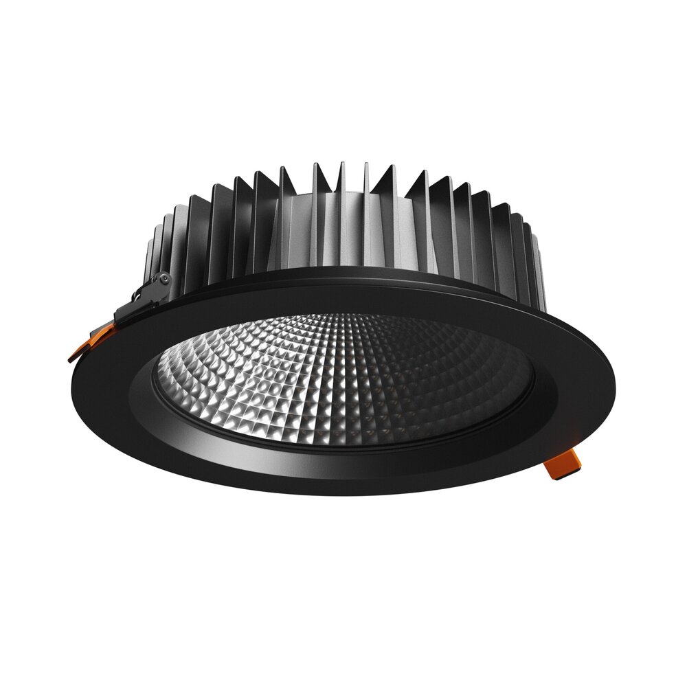 Spectrum voor de installateur LED Downlight IP54 - VIRGA 2 MEAT Zwart - 230MM - 27W 3375Lm - 4000K 940 Koel Wit  | 60° Graden Spreidingshoek - 210MM Zaagmaat