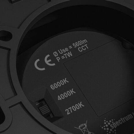 Spectrum voor de installateur: Betaalbare kwaliteit en veelzijdige LED-oplossingen LED Plafondspot - Chloe - 7W 560Lm - CCT - 2700K/4000K/6000K - IP20 - Opbouw - Zwart | 2 Jaar Garantie