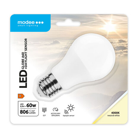 Modee Lighting LED lamp met dag-nachtsensor E27 8,8W 4000K | Modee